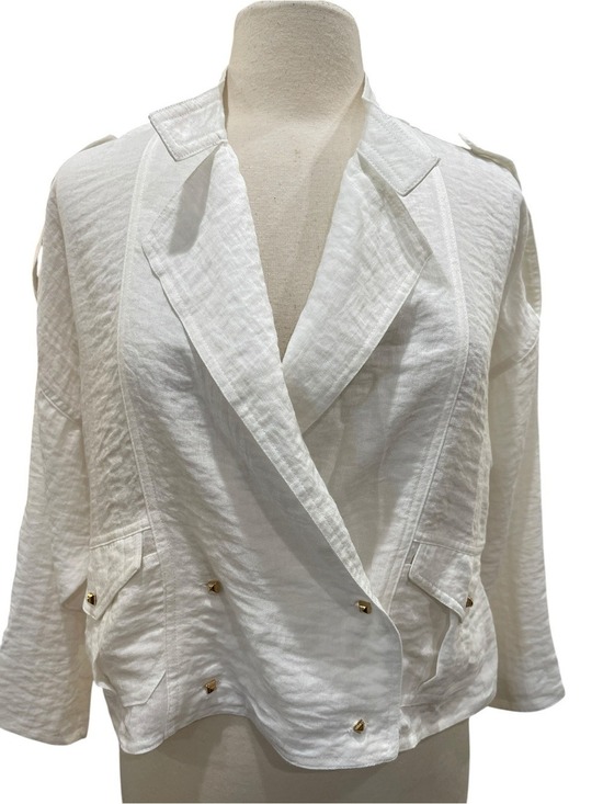 Line & Dot Jackets & Blazers - New Line & Dot Cropped Lightweight Double Breasted Jacket SZ M White